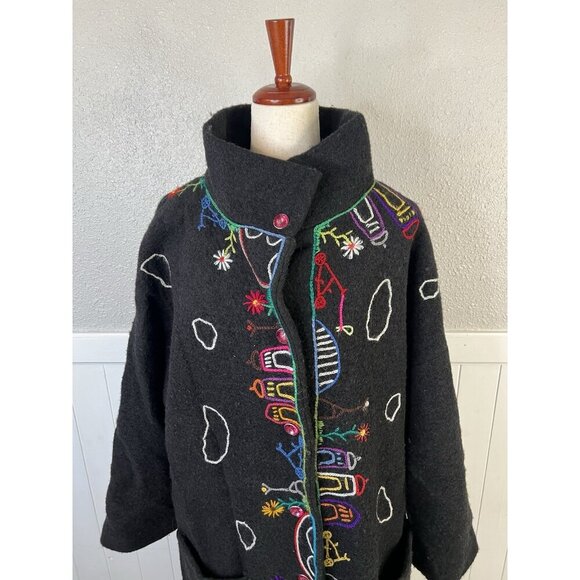 Mumami Coat 2X Boho Embroidered Artistic Amsterdam Windmill Wearable Art To Wear - Picture 5 of 16